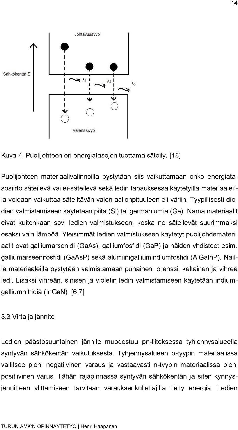 valon aallonpituuteen eli väriin. Tyypillisesti diodien valmistamiseen käytetään piitä (Si) tai germaniumia (Ge).