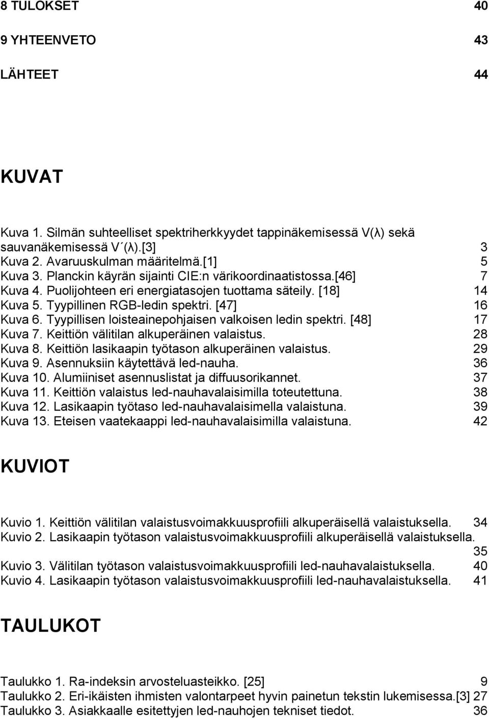 Tyypillisen loisteainepohjaisen valkoisen ledin spektri. [48] 17 Kuva 7. Keittiön välitilan alkuperäinen valaistus. 28 Kuva 8. Keittiön lasikaapin työtason alkuperäinen valaistus. 29 Kuva 9.