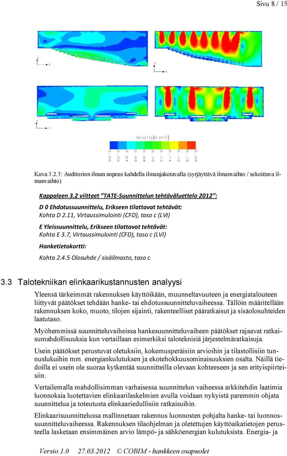 11, Virtaussimulinti (CFD), tas c (LVI) E Yleissuunnittelu, Erikseen tilattavat tehtävät: Khta E 3.7, Virtaussimulinti (CFD), tas c (LVI) Hanketietkrtti: Khta 2.4.5 Olsuhde / sisäilmast, tas c 3.