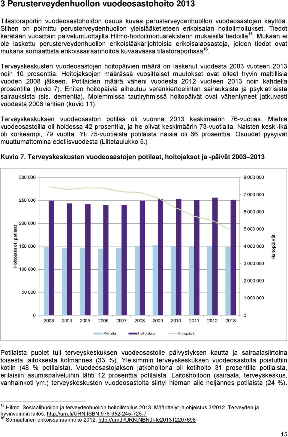 Mukaan ei ole laskettu perusterveydenhuollon erikoislääkärijohtoisia erikoisalaosastoja, joiden tiedot ovat mukana somaattista erikoissairaanhoitoa kuvaavassa tilastoraportissa 16.