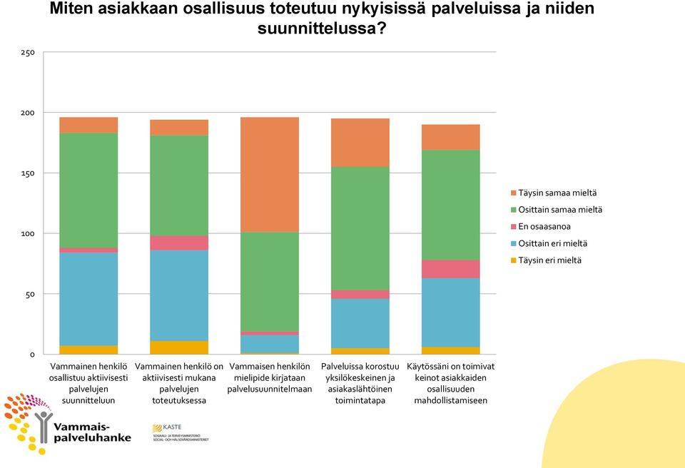 osallistuu aktiivisesti palvelujen suunnitteluun Vammainen henkilö on aktiivisesti mukana palvelujen toteutuksessa Vammaisen henkilön