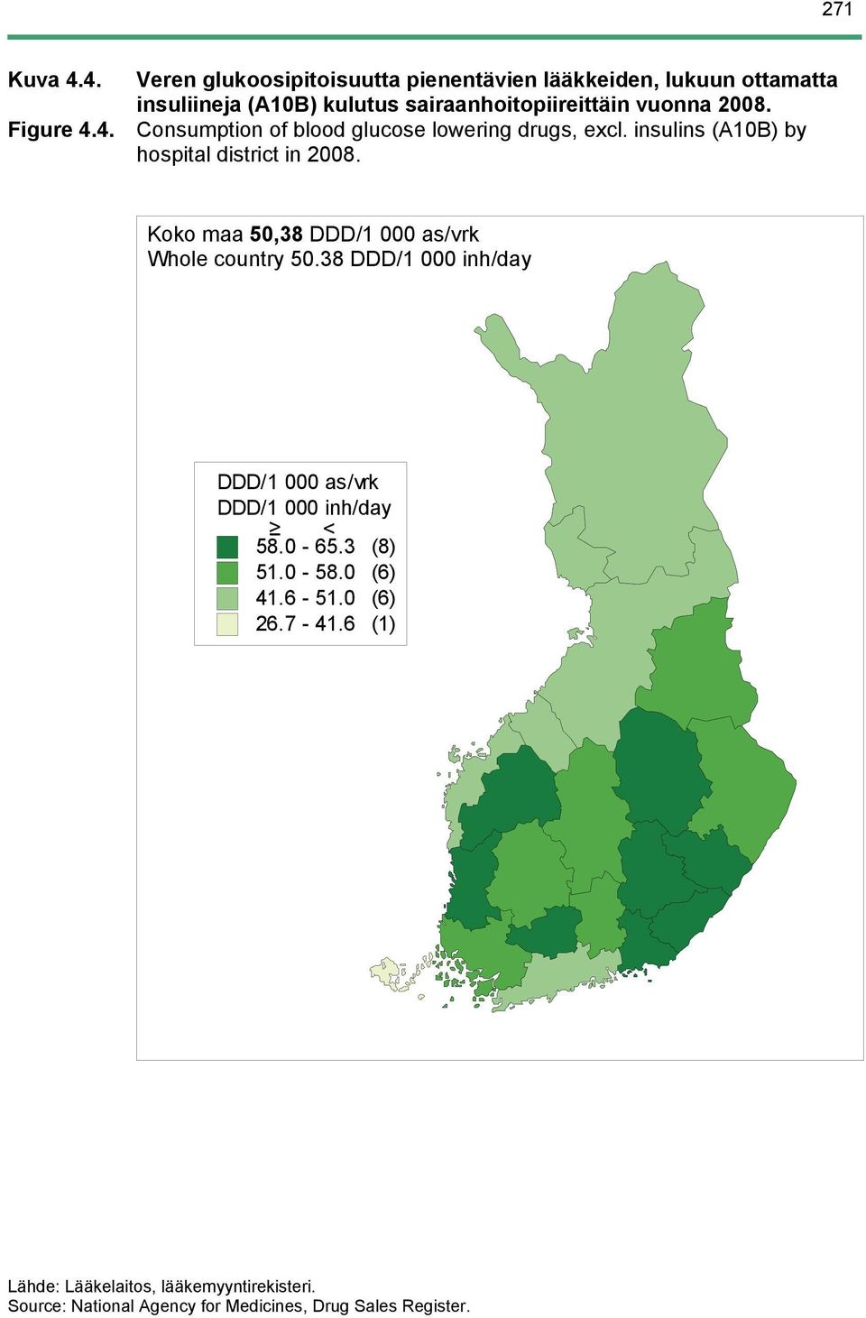 (A1B) kulutus sairaanhoitopiireittäin vuonna 28. Figure 4.