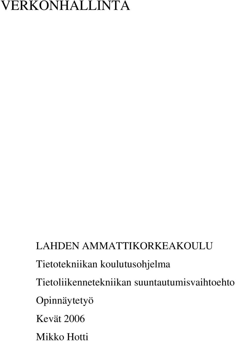 koulutusohjelma Tietoliikennetekniikan