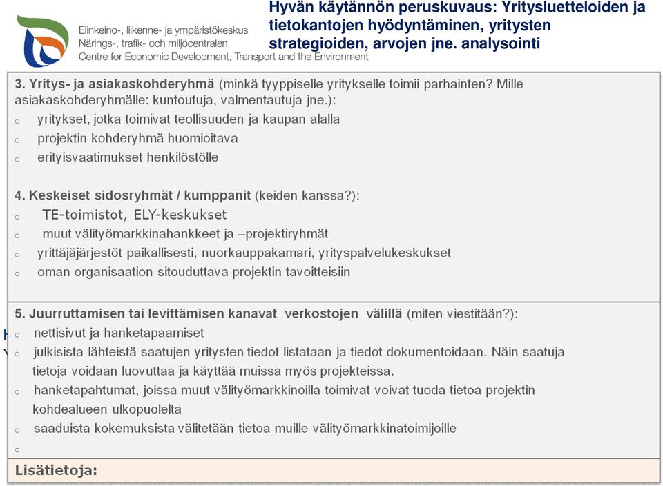 analysointi Hyvän käytännön peruskuvaus: