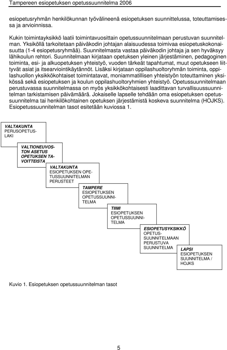 Suunnitelmaan kirjataan opetuksen yleinen järjestäminen, pedagoginen toiminta, esi- ja alkuopetuksen yhteistyö, vuoden tärkeät tapahtumat, muut opetukseen liittyvät asiat ja itsearviointikäytännöt.