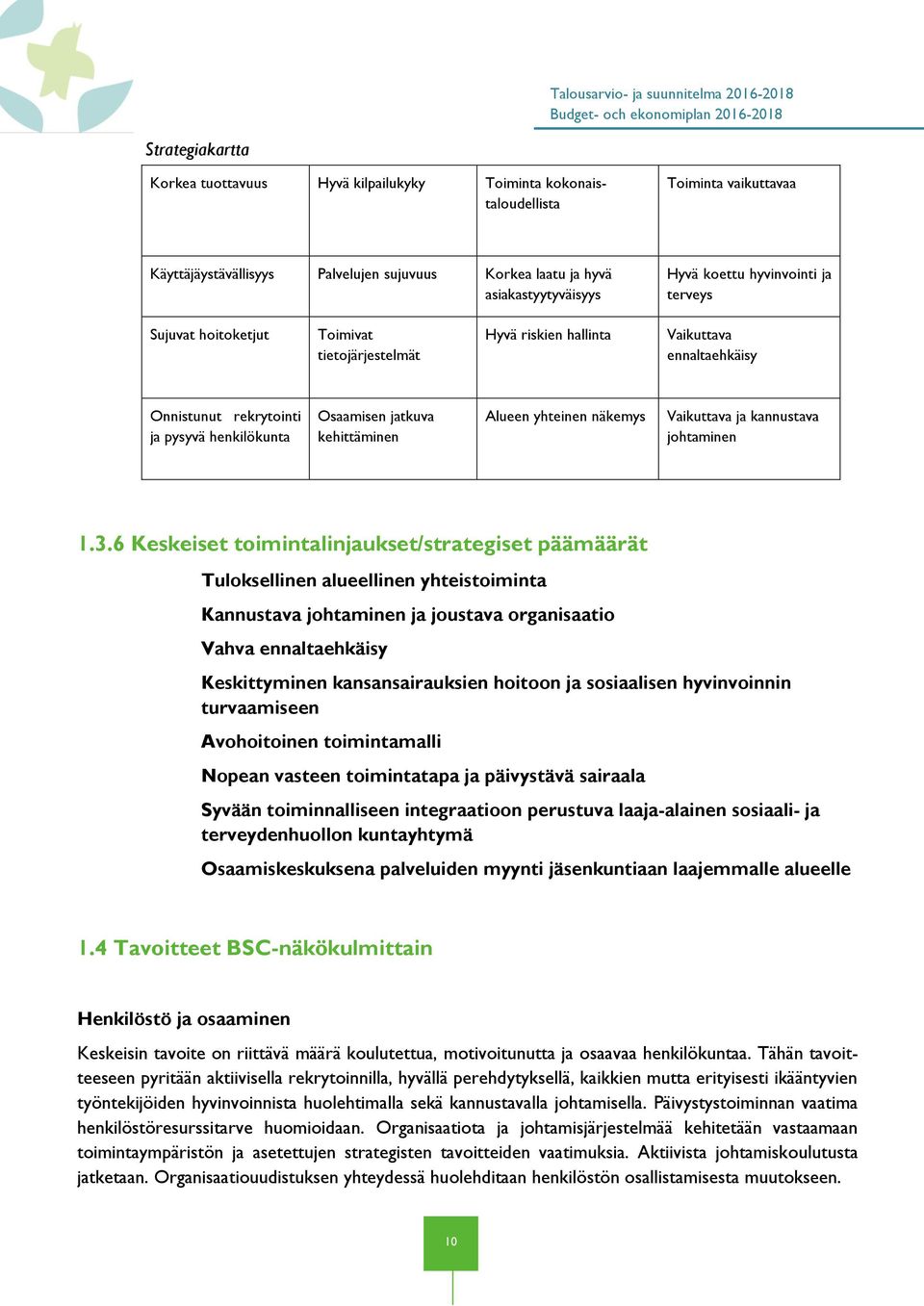 Alueen yhteinen näkemys Vaikuttava ja kannustava johtaminen 1.3.