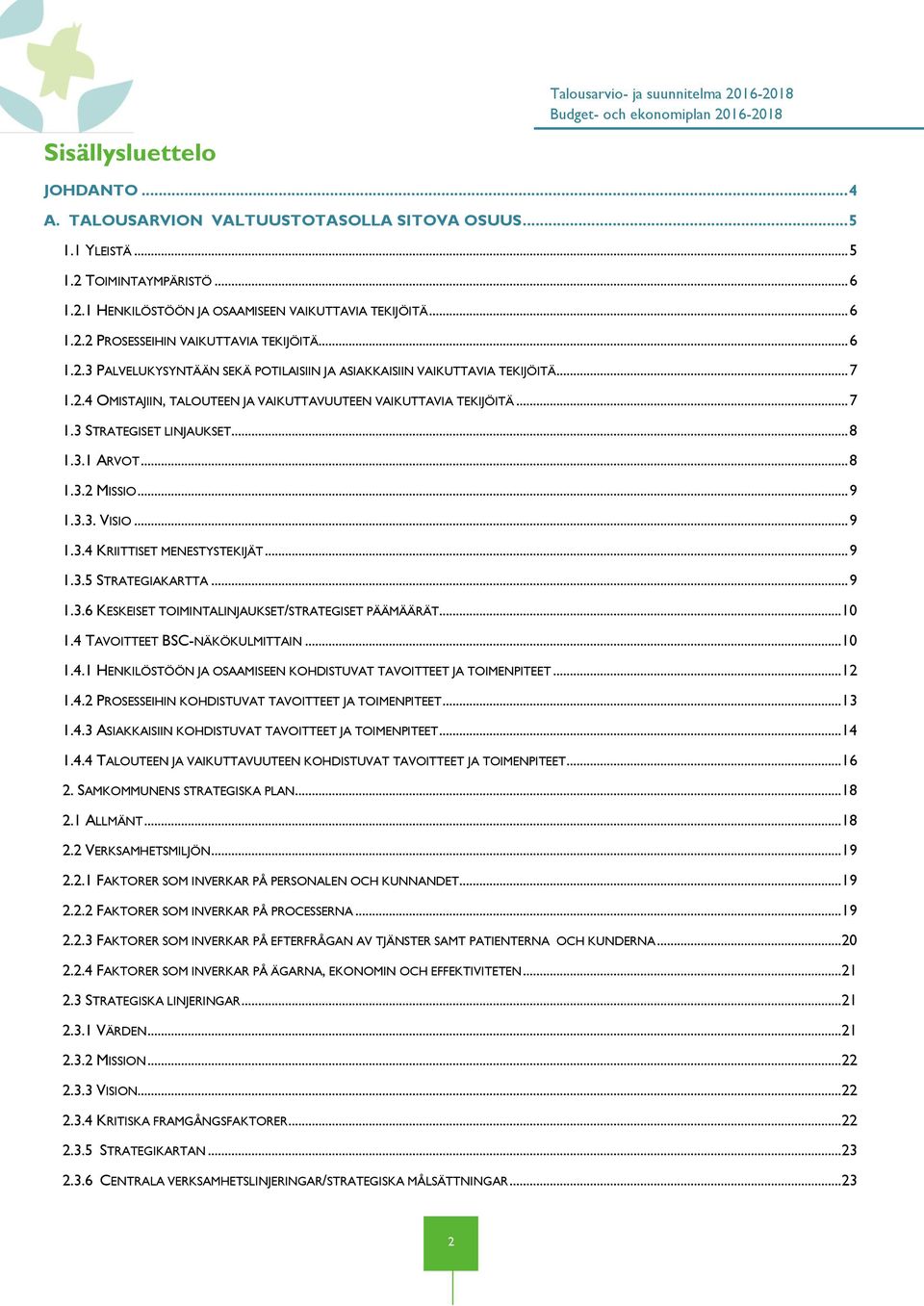 .. 8 1.3.2 MISSIO... 9 1.3.3. VISIO... 9 1.3.4 KRIITTISET MENESTYSTEKIJÄT... 9 1.3.5 STRATEGIAKARTTA... 9 1.3.6 KESKEISET TOIMINTALINJAUKSET/STRATEGISET PÄÄMÄÄRÄT... 10 1.