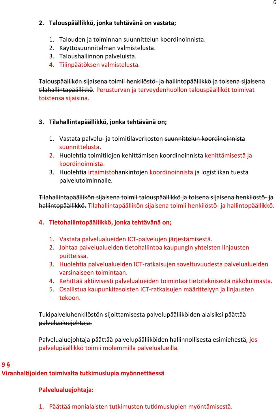 Perusturvan ja terveydenhuollon talouspäälliköt toimivat toistensa sijaisina. 3. Tilahallintapäällikkö, jonka tehtävänä on; 1.