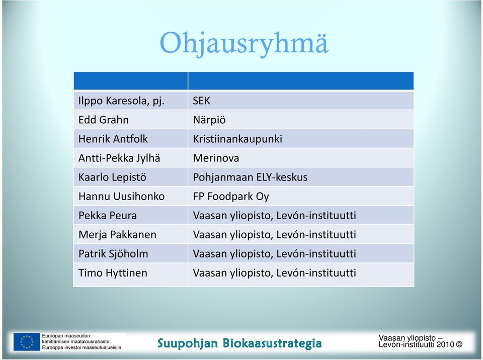 Pakkanen Patrik Sjöholm Timo Hyttinen SEK Närpiö Kristiinankaupunki Merinova Pohjanmaan