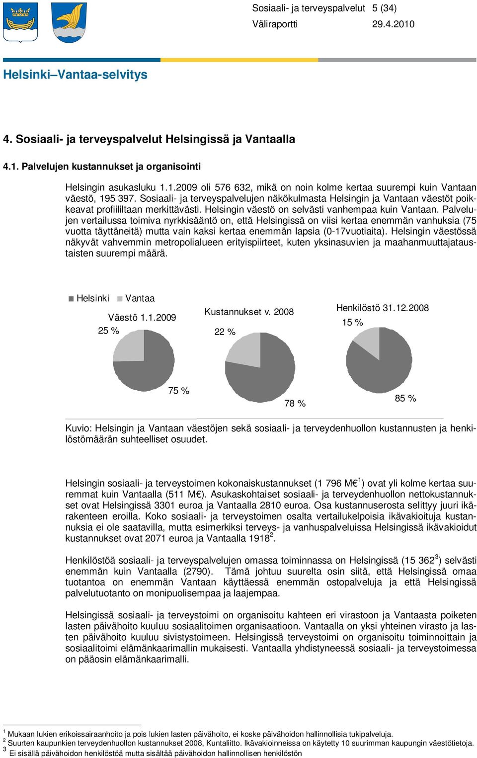 Palvelujen vertailussa toimiva nyrkkisääntö on, että Helsingissä on viisi kertaa enemmän vanhuksia (75 vuotta täyttäneitä) mutta vain kaksi kertaa enemmän lapsia (0-17vuotiaita).