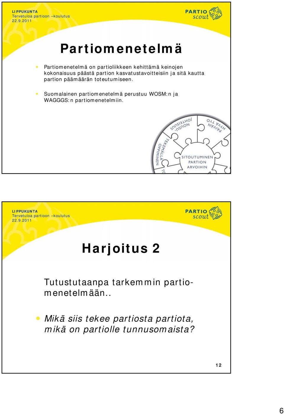 Suomalainen partiomenetelmä perustuu WOSM:n ja WAGGGS:n partiomenetelmiin.