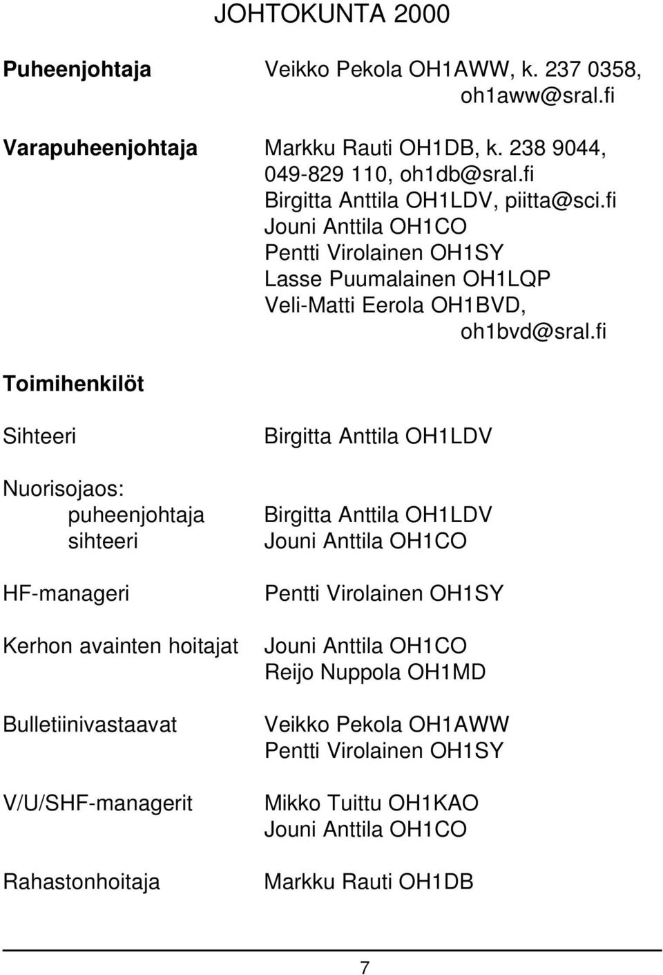 fi Pentti Virolainen OH1SY Lasse Puumalainen OH1LQP Veli-Matti Eerola OH1BVD, oh1bvd@sral.