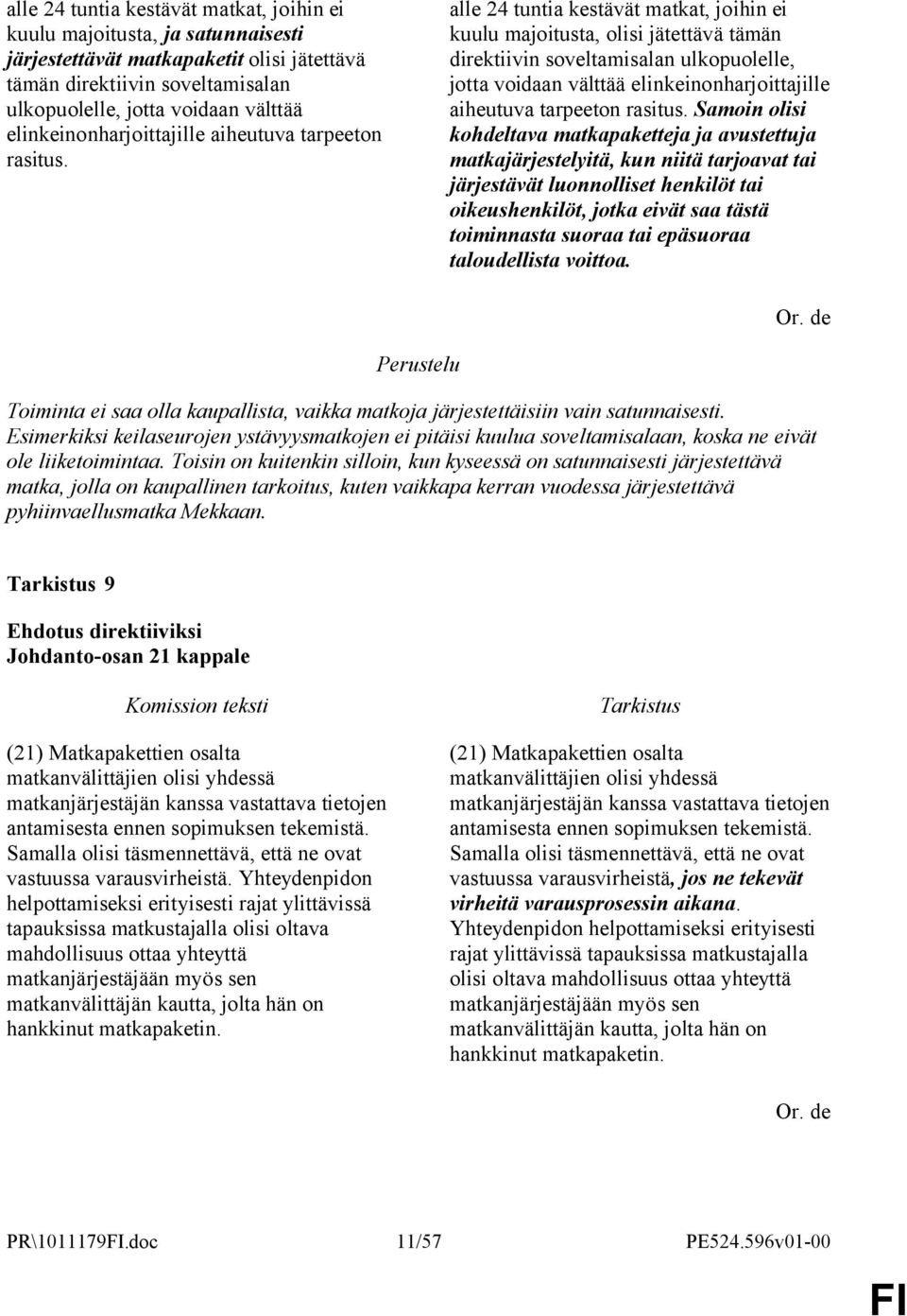 alle 24 tuntia kestävät matkat, joihin ei kuulu majoitusta, olisi jätettävä tämän direktiivin soveltamisalan ulkopuolelle, jotta voidaan välttää  Samoin olisi kohdeltava matkapaketteja ja avustettuja