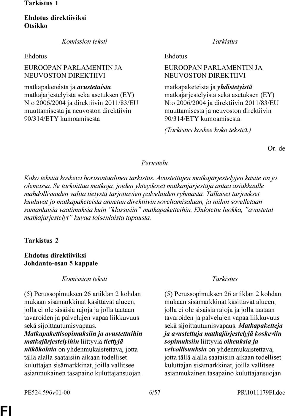 direktiivin 2011/83/EU muuttamisesta ja neuvoston direktiivin 90/314/ETY kumoamisesta ( koskee koko tekstiä.) Koko tekstiä koskeva horisontaalinen tarkistus.