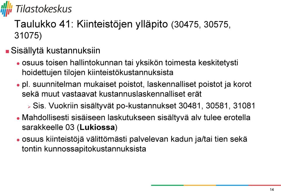 suunnitelman mukaiset poistot, laskennalliset poistot ja korot sekä muut vastaavat kustannuslaskennalliset erät Sis.