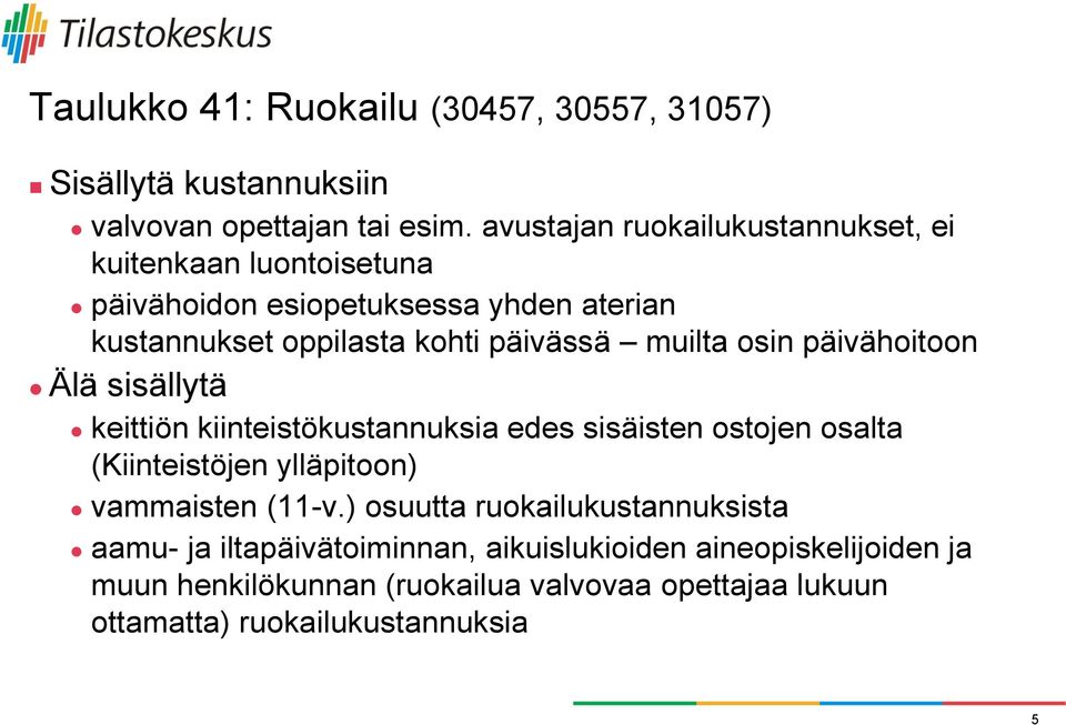 muilta osin päivähoitoon Älä sisällytä keittiön kiinteistökustannuksia edes sisäisten ostojen osalta (Kiinteistöjen ylläpitoon) vammaisten