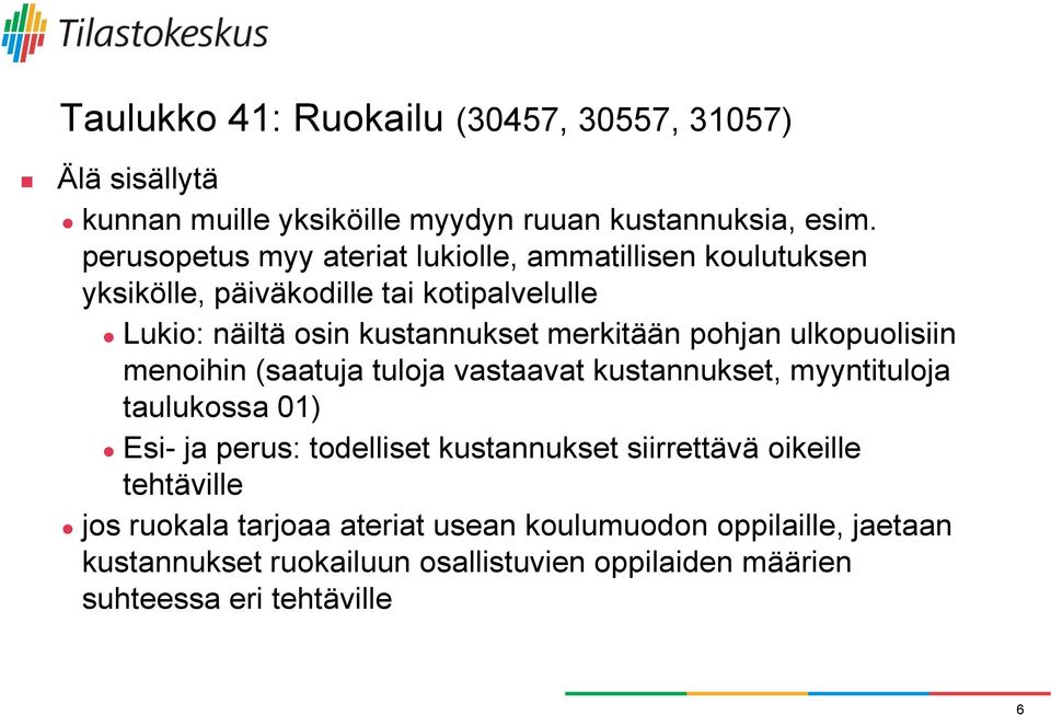 pohjan ulkopuolisiin menoihin (saatuja tuloja vastaavat kustannukset, myyntituloja taulukossa 01) Esi- ja perus: todelliset kustannukset