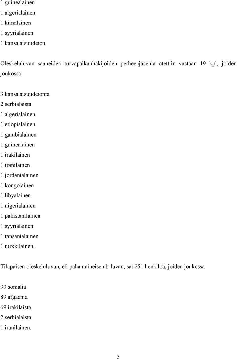 algerialainen 1 etiopialainen 1 gambialainen 1 guinealainen 1 irakilainen 1 iranilainen 1 jordanialainen 1 kongolainen 1 libyalainen 1