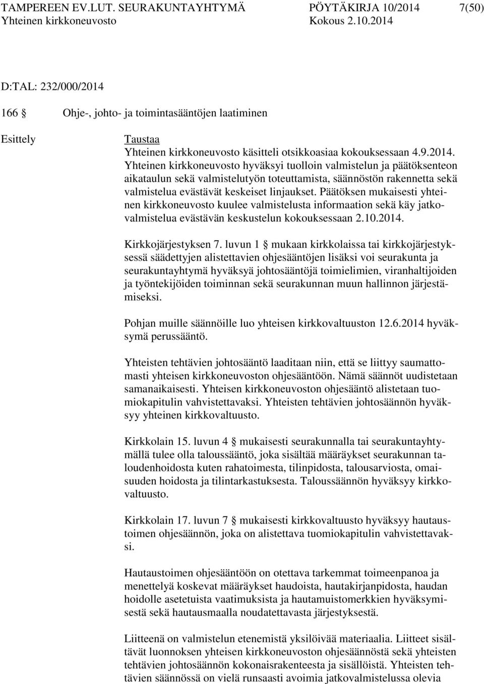 7(50) D:TAL: 232/000/2014 