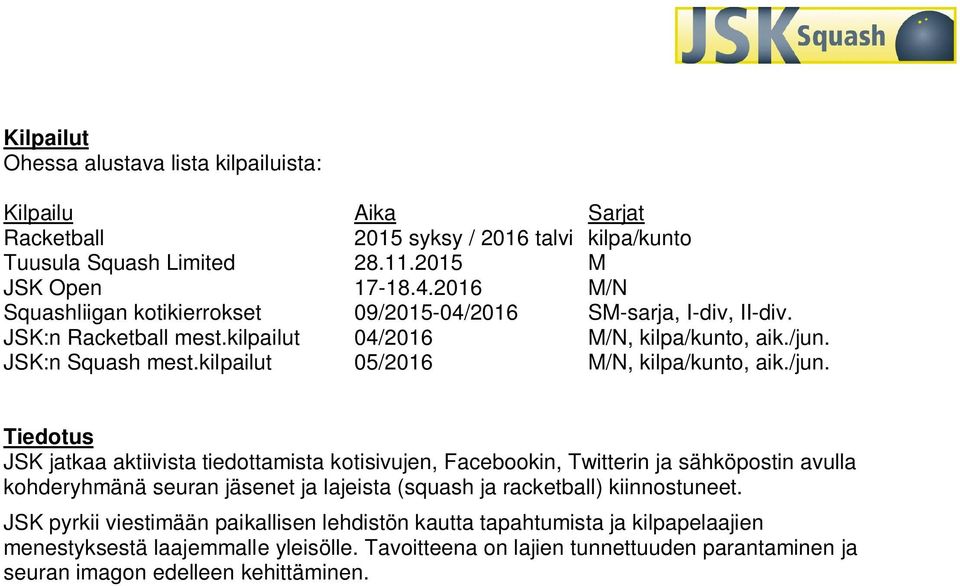 kilpailut 05/2016 M/N, kilpa/kunto, aik./jun.