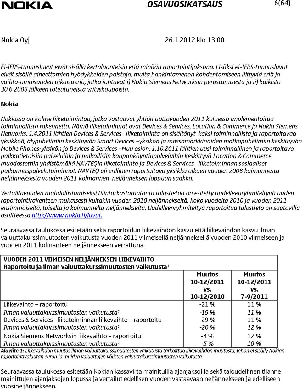 Networksin perustamisesta ja ii) kaikista 30.6.2008 jälkeen toteutuneista yrityskaupoista.