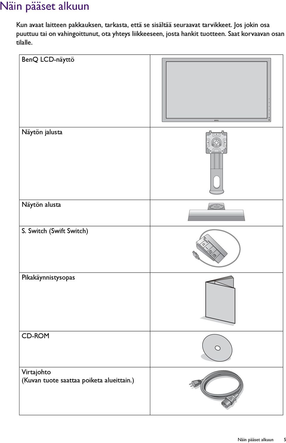 Saat korvaavan osan tilalle. BenQ LCD-näyttö Näytön jalusta Näytön alusta S.
