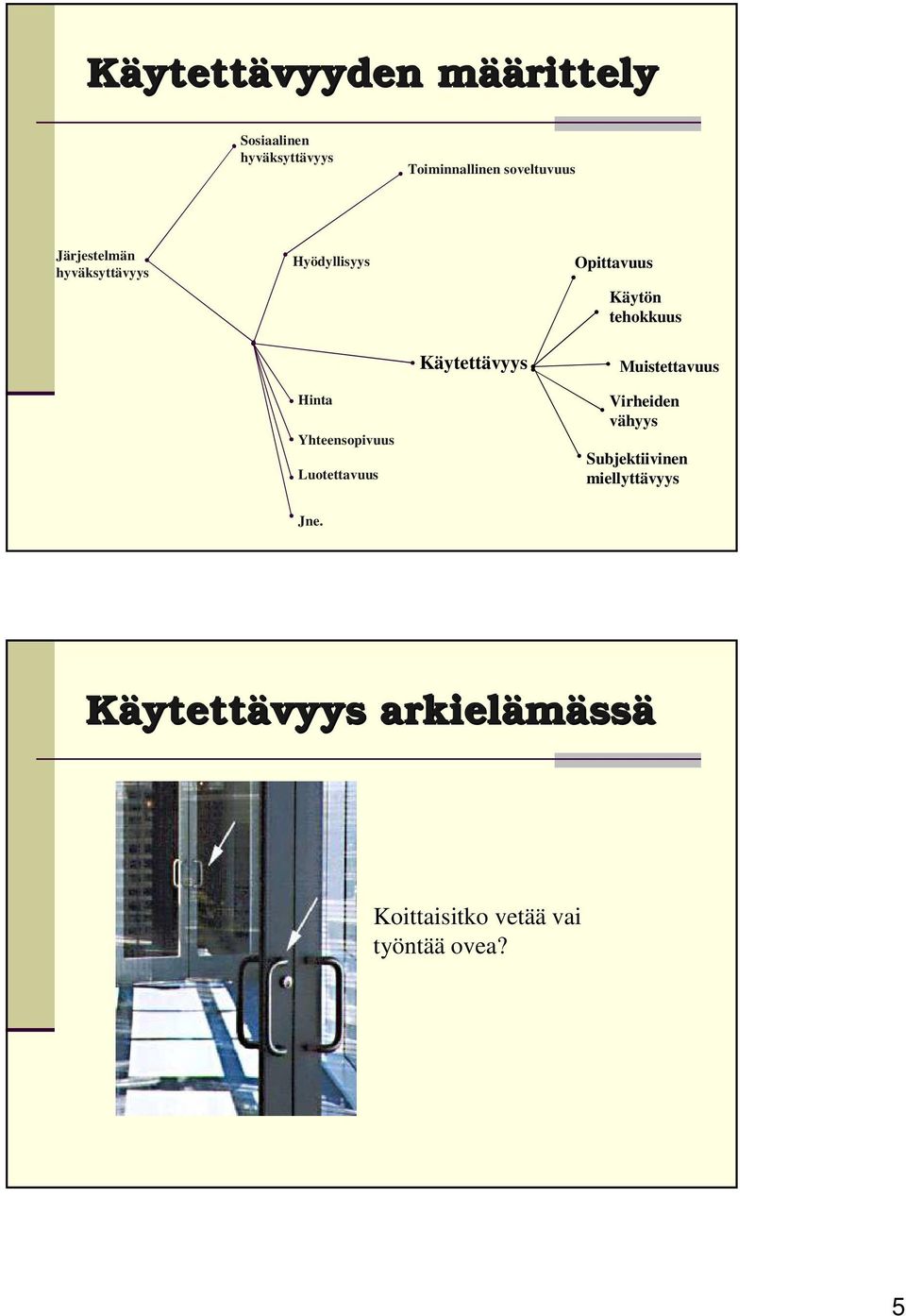 Käytettävyys Muistettavuus Hinta Yhteensopivuus Luotettavuus Virheiden vähyys