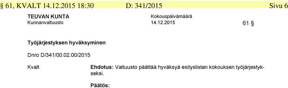 Kunnanvaltuusto 14.12.