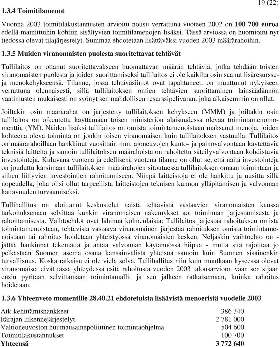 määrärahoihin. 1.3.
