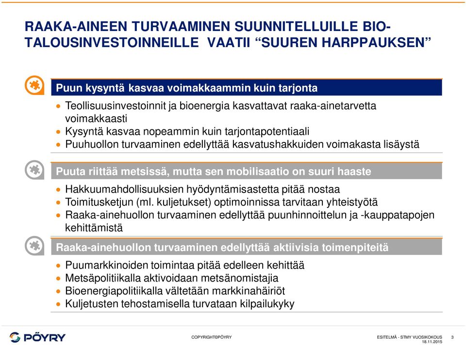 mobilisaatio on suuri haaste Hakkuumahdollisuuksien hyödyntämisastetta pitää nostaa Toimitusketjun (ml.