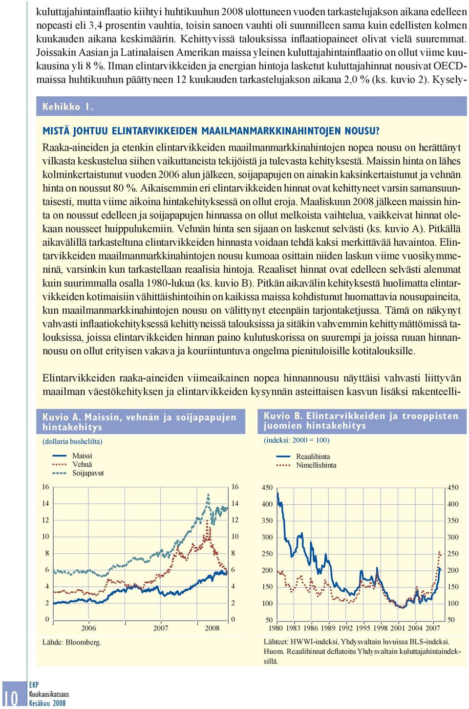 Joissakin Aasian ja Latinalaisen Amerikan maissa yleinen kuluttajahintainflaatio on ollut viime kuukausina yli 8 %.