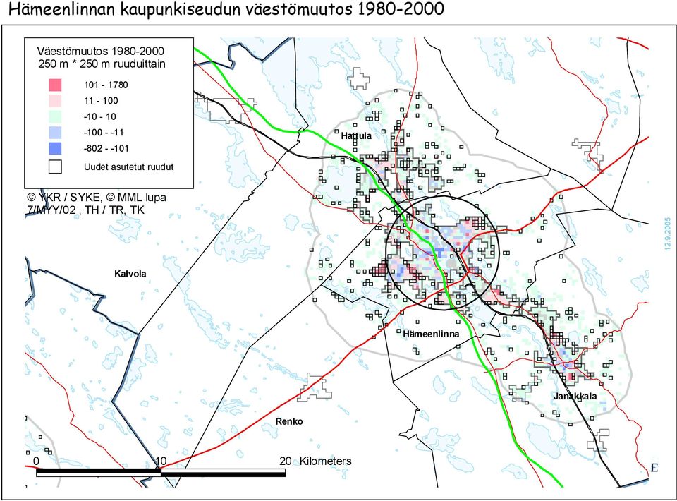 -11-802 - -101 Hattula Uudet asutetut ruudut YKR / SYKE, MML lupa