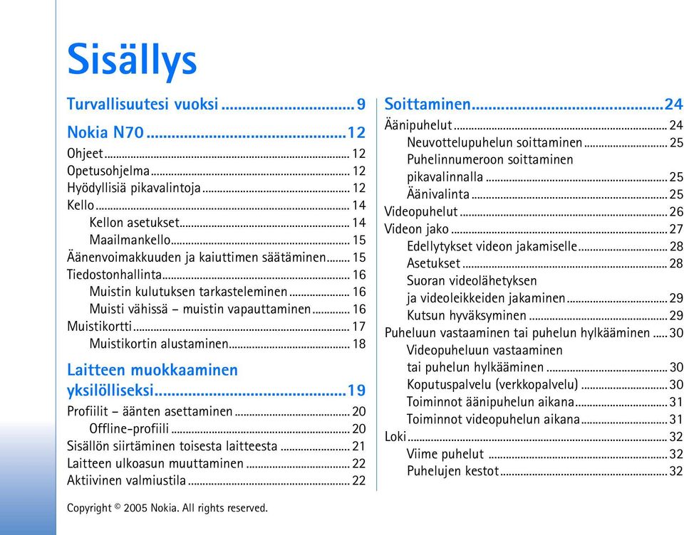 .. 17 Muistikortin alustaminen... 18 Laitteen muokkaaminen yksilölliseksi...19 Profiilit äänten asettaminen... 20 Offline-profiili... 20 Sisällön siirtäminen toisesta laitteesta.