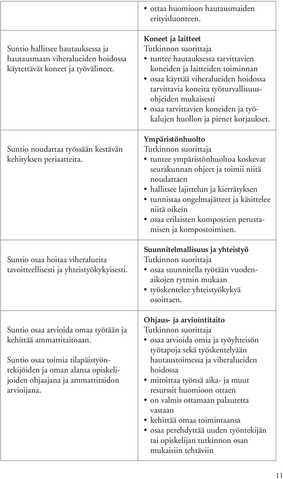 Suntio osaa toimia tilapäistyöntekijöiden ja oman alansa opiskelijoiden ohjaajana ja ammattitaidon arvioijana.