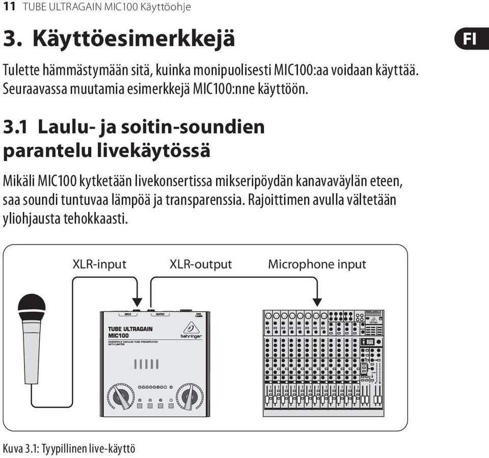 Seuraavassa muutamia esimerkkejä MIC100:nne käyttöön. 3.