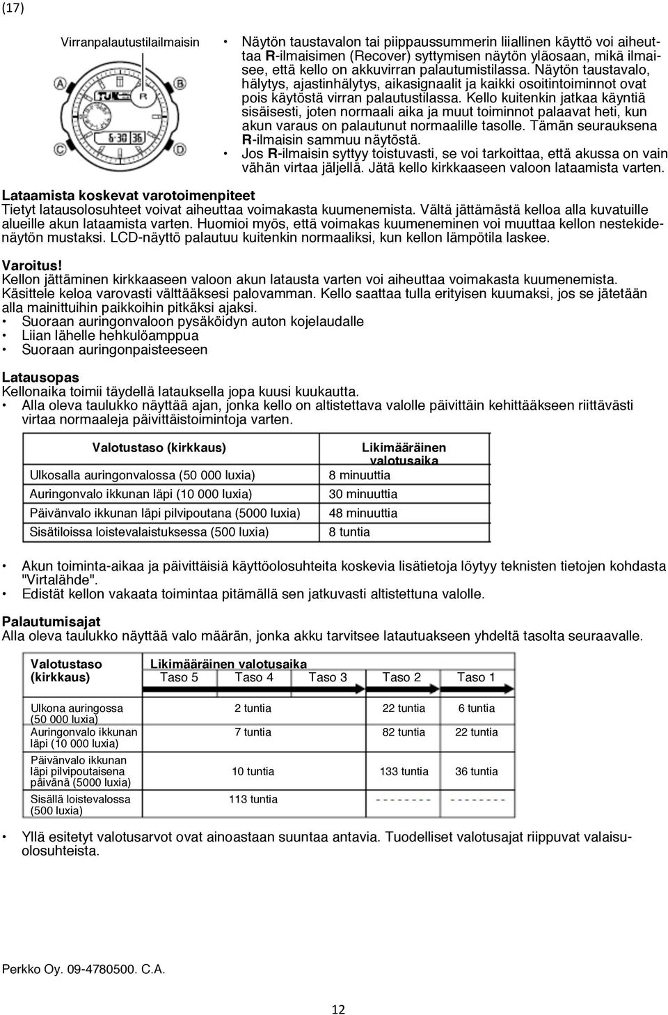 Kello kuitenkin jatkaa käyntiä sisäisesti, joten normaali aika ja muut toiminnot palaavat heti, kun akun varaus on palautunut normaalille tasolle. Tämän seurauksena R-ilmaisin sammuu näytöstä.