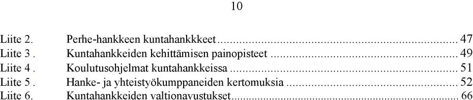 Koulutusohjelmat kuntahankkeissa... 51 Liite 5.