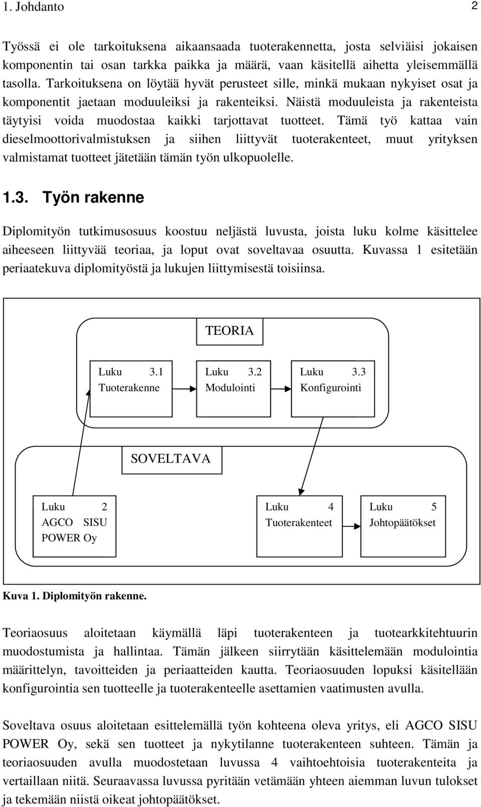 Näistä moduuleista ja rakenteista täytyisi voida muodostaa kaikki tarjottavat tuotteet.