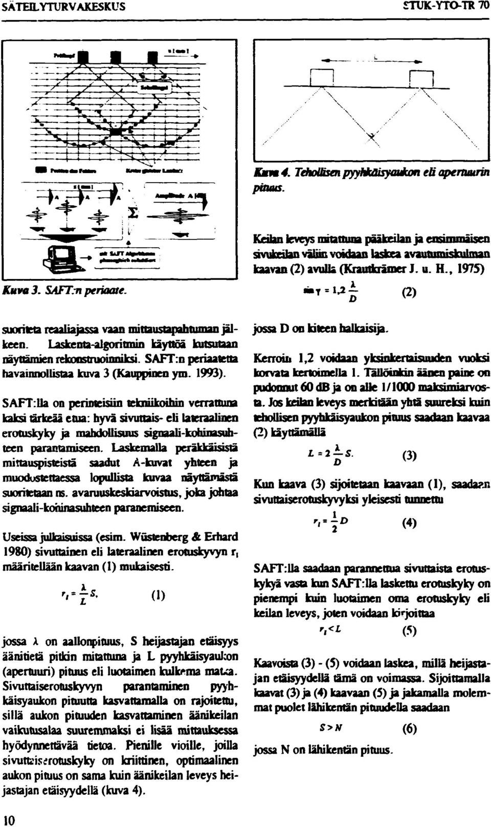 Laskenta-algoritmin käyttöä kutsutaan näyttämien rekonstruoinniksi. SAFT:n periaatetta havainnollistaa kuva 3 (Kauppinen ym. 1993).