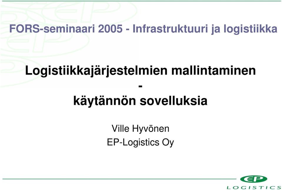 Logistiikkajärjestelmien