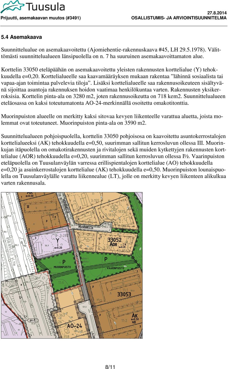 Korttelialueelle saa kaavamääräyksen mukaan rakentaa lähinnä sosiaalista tai vapaa-ajan toimintaa palvelevia tiloja.