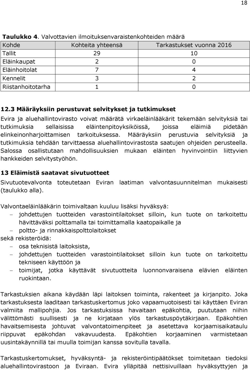 eläimiä pidetään elinkeinonharjoittamisen tarkoituksessa. Määräyksiin perustuvia selvityksiä ja tutkimuksia tehdään tarvittaessa aluehallintovirastosta saatujen ohjeiden perusteella.