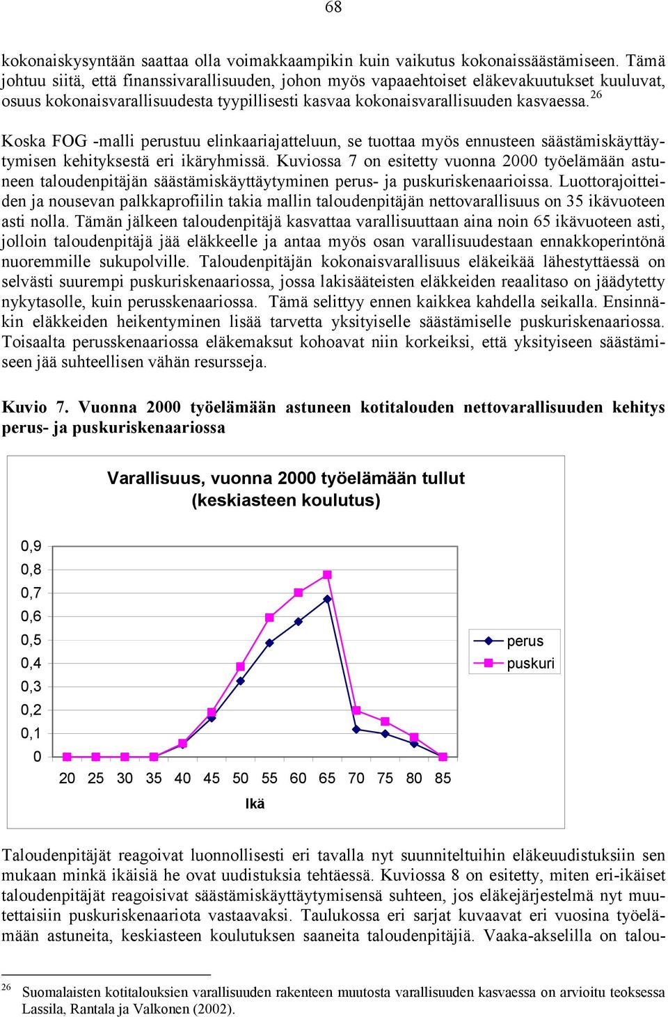 26 Koska FOG -malli perustuu elinkaariajatteluun, se tuottaa myös ennusteen säästämiskäyttäytymisen kehityksestä eri ikäryhmissä.