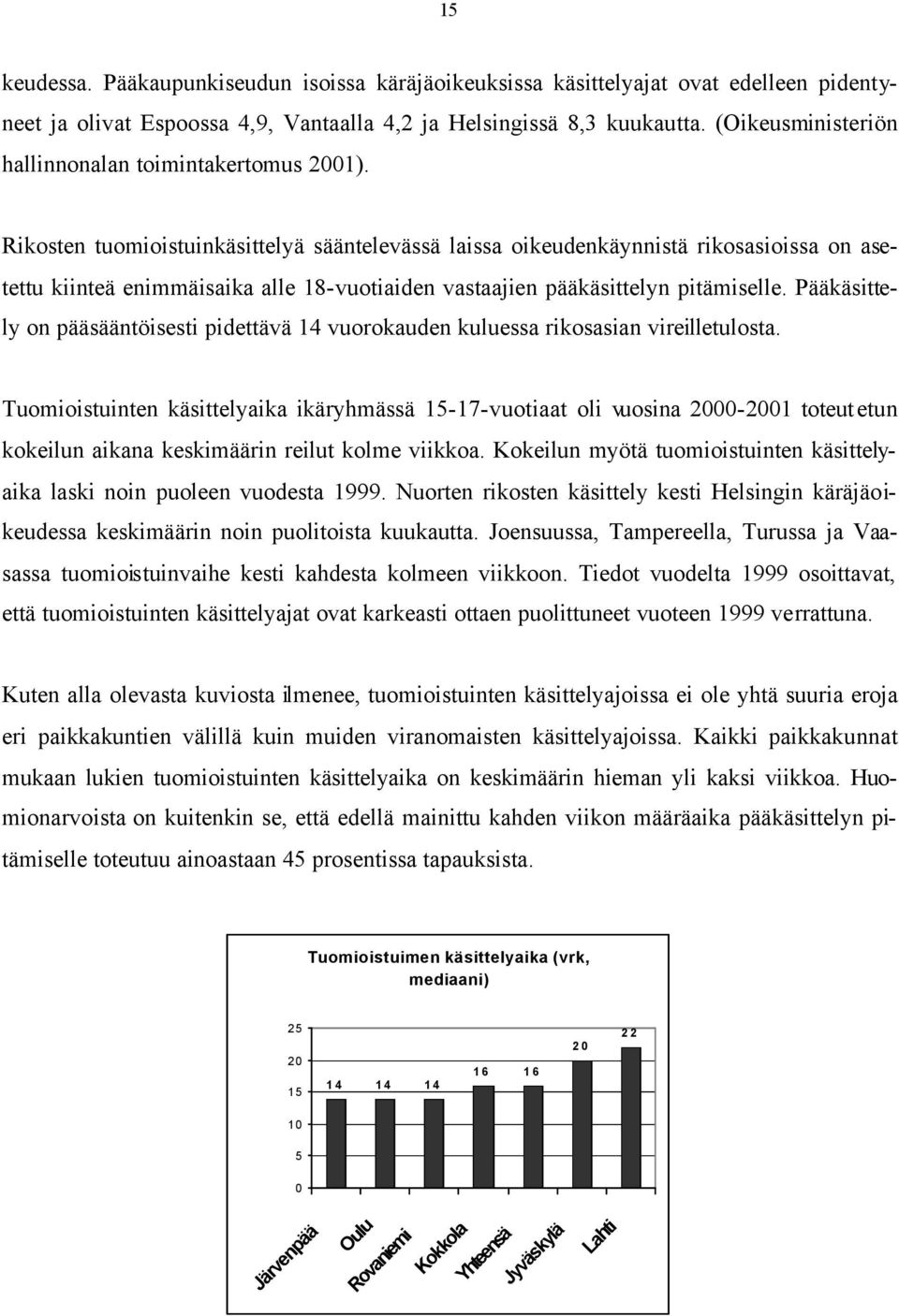 Rikosten tuomioistuinkäsittelyä sääntelevässä laissa oikeudenkäynnistä rikosasioissa on asetettu kiinteä enimmäisaika alle 18-vuotiaiden vastaajien pääkäsittelyn pitämiselle.