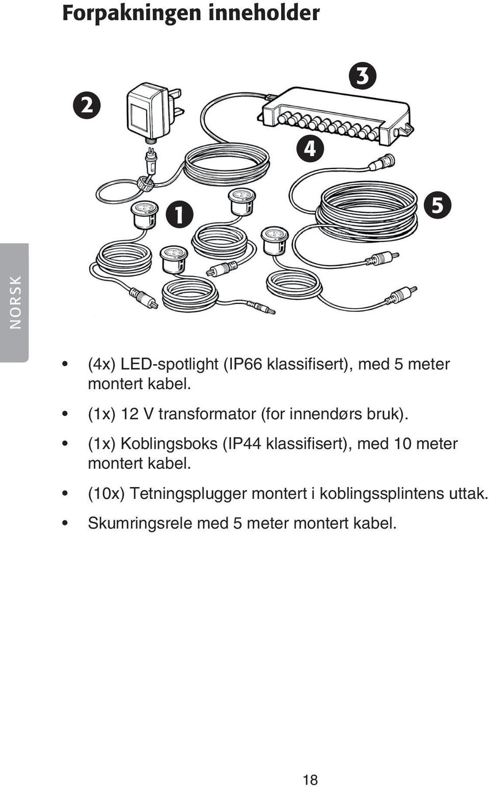 (1x) Koblingsboks (IP44 klassifisert), med 10 meter montert kabel.