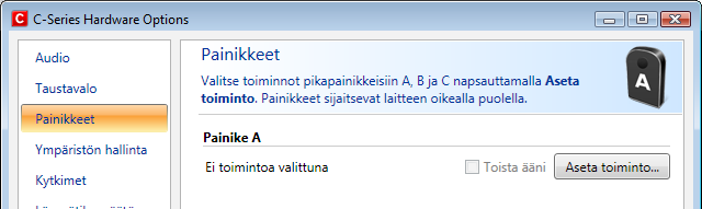 5.13.1 Käytettävissä olevat toiminnot Tässä on lyhyt kuvaus kustakin määritettävissä olevasta toiminnosta: Lähetä syöte käyttäjä voi lähettää syötteen vaihtoehtoiseen ohjelmaan (näppäimen painallus,