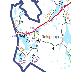 SELOSTUS 18 (20) Kuva 4. Ote liikenneviraston tekemistä liikennemääräkartoista, vasemmalla esitetty kokonaisliikennemäärä ja oikealla raskaan liikenteen määrä (ajoneuvoja / vrk).