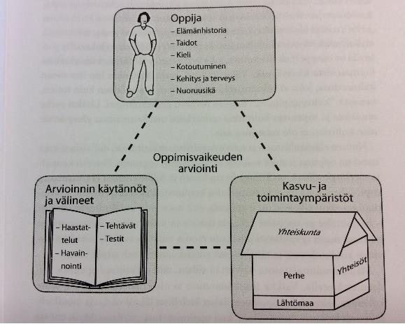 Oppimisvaikeuksien arvioinnin viitekehys (Arvonen, Katva & Nurminen, 2012) 2 1 3 Erityisesti