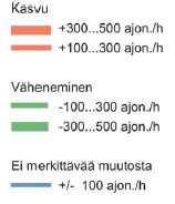 Ennustevuodelle 2025 tehdyt liikennetarkastelut katuverkkoyhteyden liikennettä vähentävä vaikutus Anttilan yhteys vähentää liikennettä Santalahden suunnasta n.