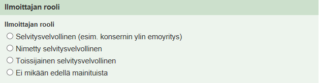 7 (31) Ilmoitus on annettava viimeistään 31.5.2017. Esimerkki 2. Monikansallisen konsernin tilikausi on 1.6.2016 31.5.2017. Ilmoitus on annettava viimeistään 31.5.2017. Esimerkki 3.